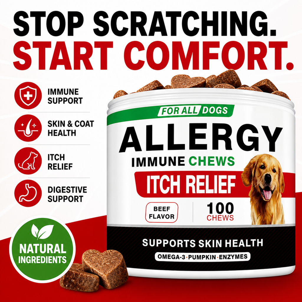 Seasonal Skin & Immune Support Chews for Dogs – Omega 3-6-9, Quercetin, Bromelain, Pumpkin & Turmeric – Beef Flavor, 100 Count