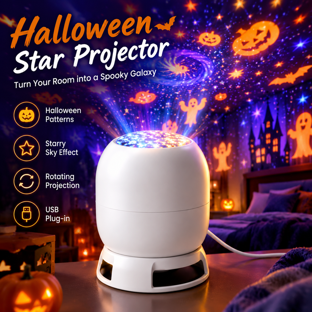 Halloween Rotating Star Projector | USB Bedroom Mood Light