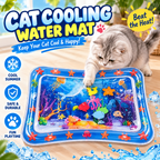 Interactive Cat Cooling Water Mat | Inflatable Summer Play Pad with Floating Toys