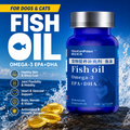 Deep-Sea Omega-3 Fish Oil Softgels for Dogs & Cats – EPA + DHA Skin, Coat, Joint, Heart, Brain & Vision Support – 60 Count