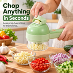 4-in-1 Rechargeable Electric Food Chopper & Slicer | Cordless One-Touch Kitchen Prep Tool