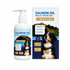 Wild-Sourced Salmon & Cod Oil for Dogs and Cats – Omega-3 EPA & DHA Skin and Coat Support – Easy Pump