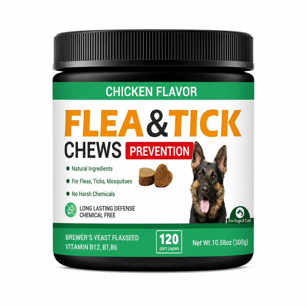Daily Skin, Coat & Digestive Support Soft Chews for Dogs – Flaxseed, Brewer’s Yeast & Neem – Chicken Flavor, 120 Count