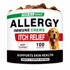 Seasonal Skin & Immune Support Chews for Dogs – Omega 3-6-9, Quercetin, Bromelain, Pumpkin & Turmeric – Beef Flavor, 100 Count