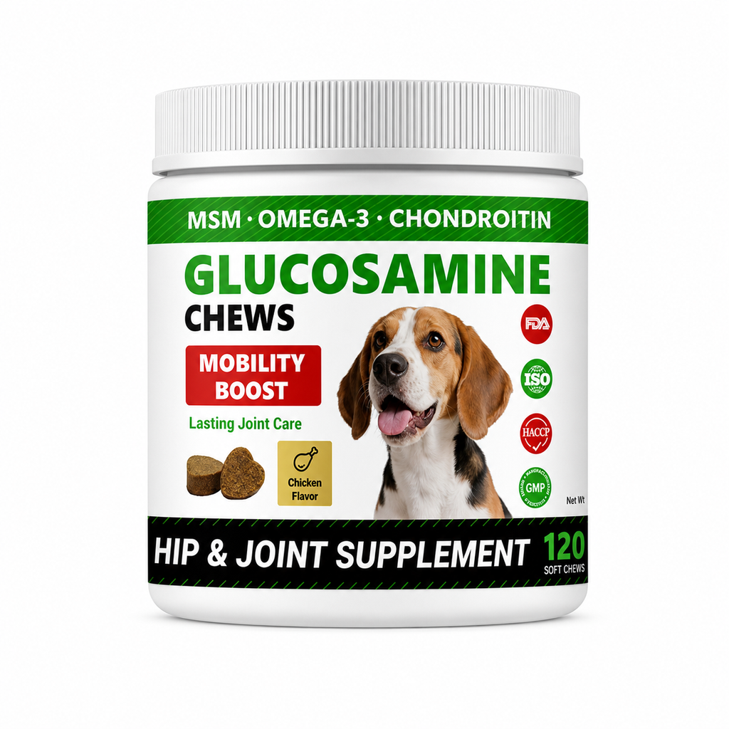 Glucosamine Joint Supplement Soft Chews for Dogs – MSM + Chondroitin for Cartilage, Mobility & Connective Tissue Support – 120 Count