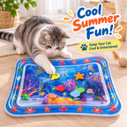 Interactive Cat Cooling Water Mat | Inflatable Summer Play Pad with Floating Toys