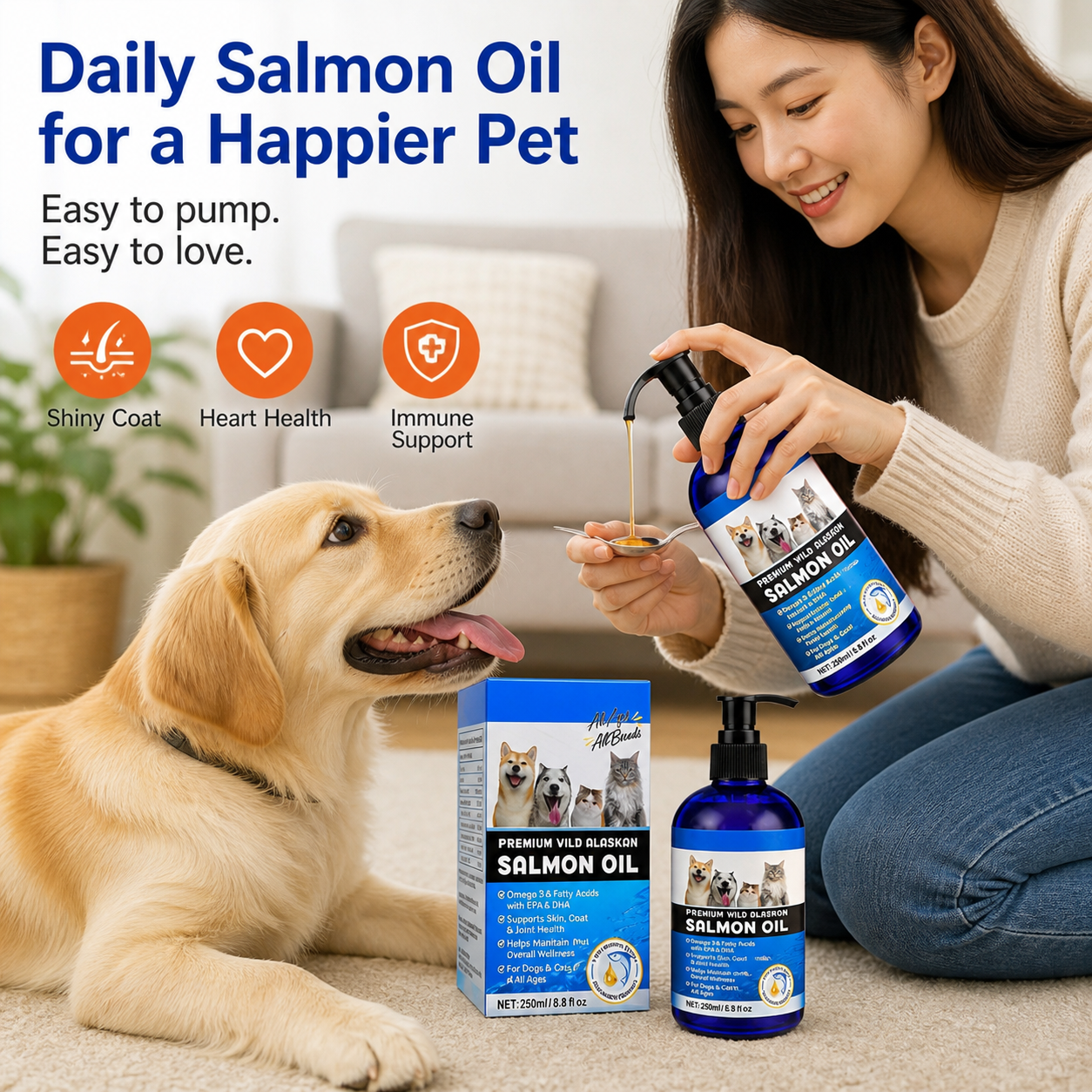 Pet Salmon Oil | Omega3 Skin & Coat Support