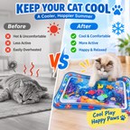 Interactive Cat Cooling Water Mat | Inflatable Summer Play Pad with Floating Toys