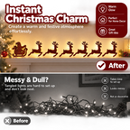 Warm Glow Santa & Reindeer Christmas Wall Light – 7-Piece Wooden Holiday Decor
