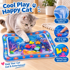 Interactive Cat Cooling Water Mat | Inflatable Summer Play Pad with Floating Toys