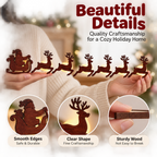 Warm Glow Santa & Reindeer Christmas Wall Light – 7-Piece Wooden Holiday Decor