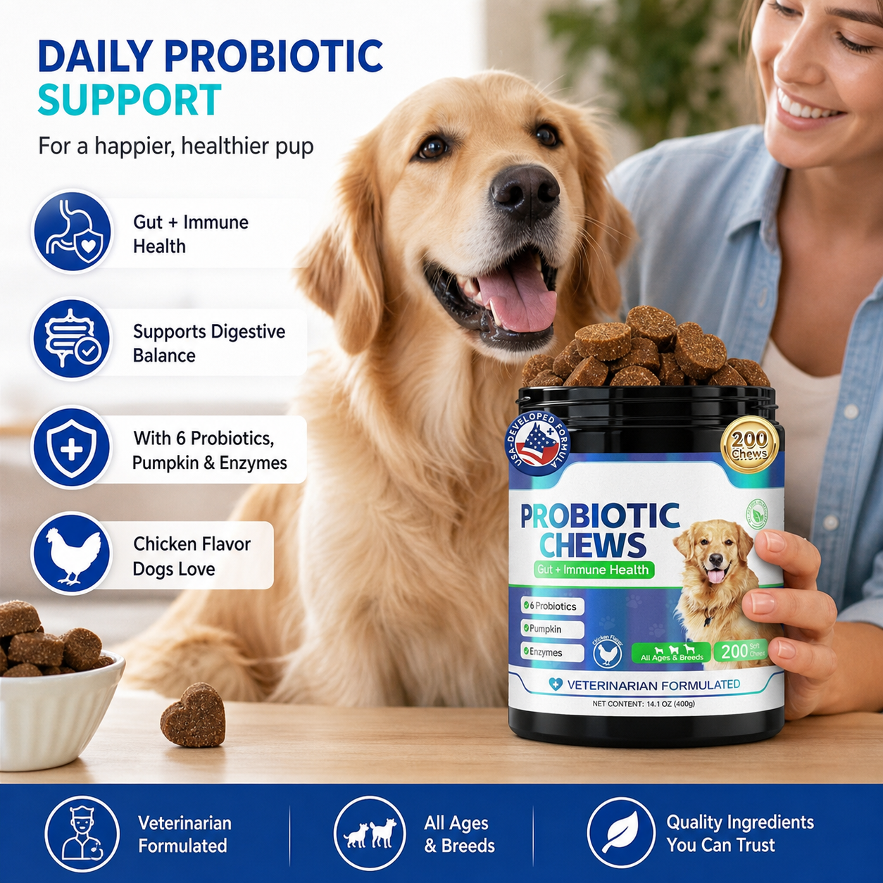 Probiotic Chews for Dogs | Gut & Immune Daily Support