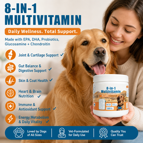 8-in-1 Dog Multivitamin Soft Chews – Joint, Gut, Skin & Coat Support – Chicken Flavor, 120 Count