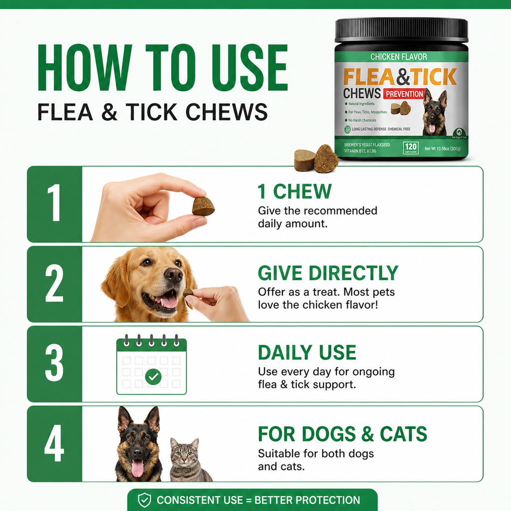 Daily Skin, Coat & Digestive Support Soft Chews for Dogs – Flaxseed, Brewer’s Yeast & Neem – Chicken Flavor, 120 Count