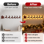 Warm Glow Santa & Reindeer Christmas Wall Light – 7-Piece Wooden Holiday Decor